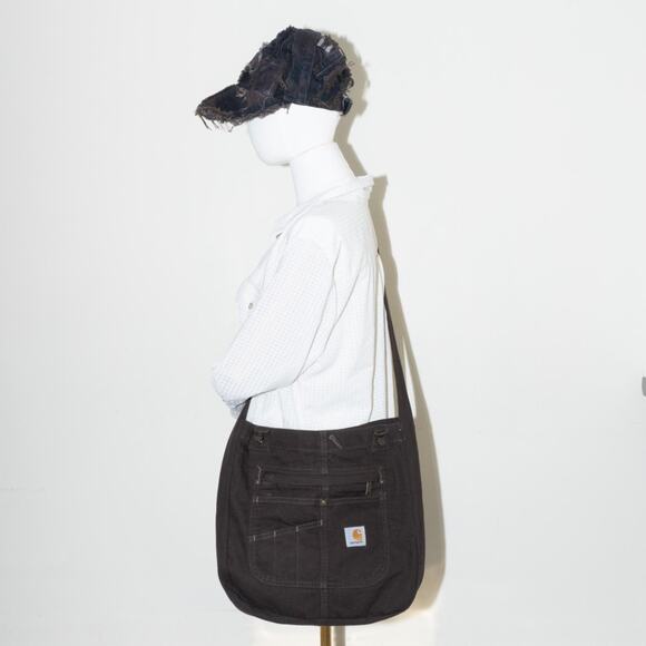 Reworked brown upcycled carhartt tote bag / crossbody bag - Picture 2 of 7